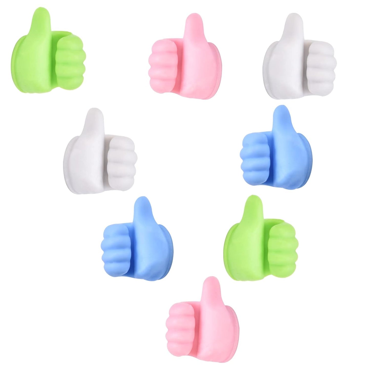 Self-Adhesive Thumb Wall Hooks - Pack of 6 Multifunctional Silicone Hooks for Cable Management & Key Holding