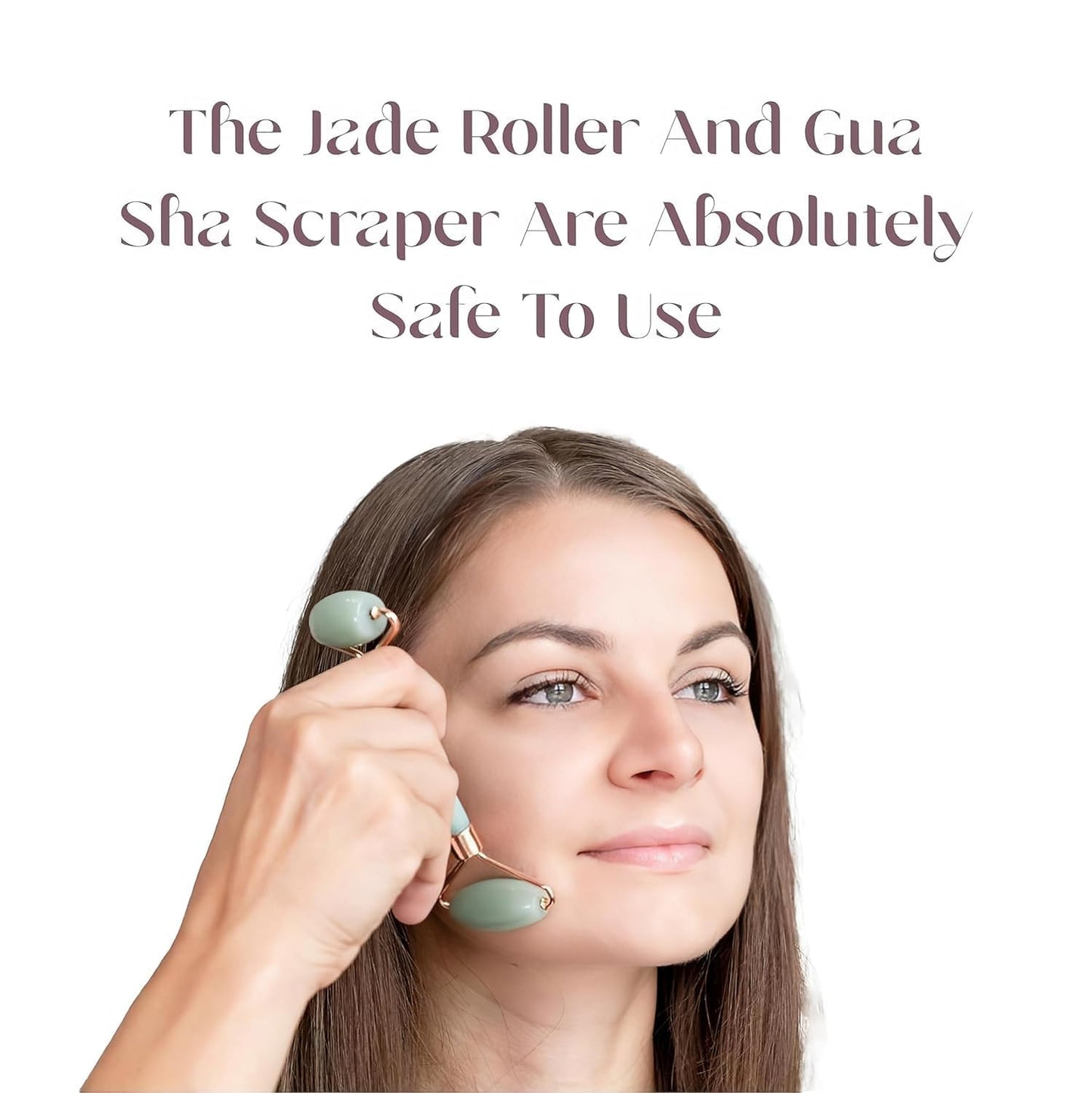 Jade Roller & Gua Sha Set - Natural Himalayan Stone Facial Massager for Skin Healing, Wrinkle Reduction & Serum Application (Jade Roller with Gua Sha)