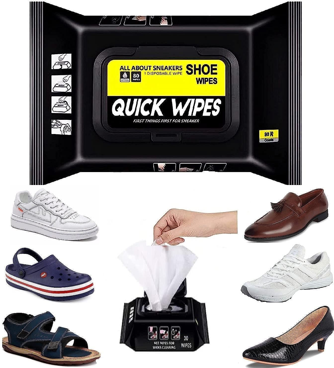 Portable Shoe Cleaner Wipes - 80 Pack Sneakers Cleaning Wipes for Quick Dirt & Stain Removal on All Footwear Types